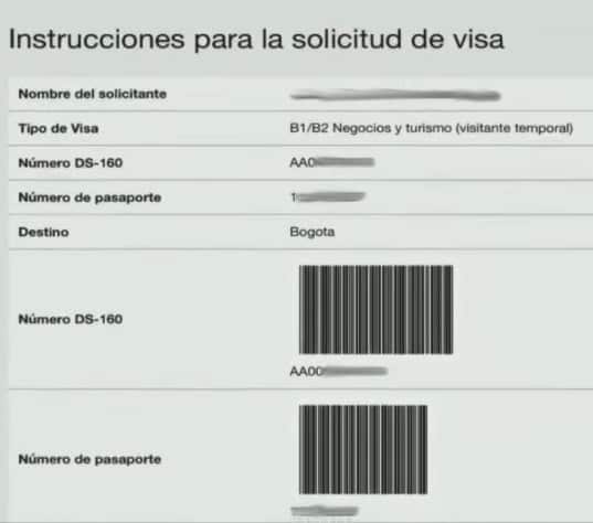 instrucciones solicitud visa
