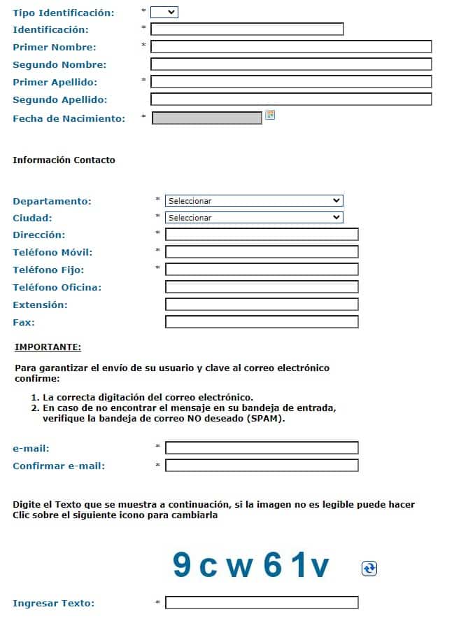 formulario registro nueva eps